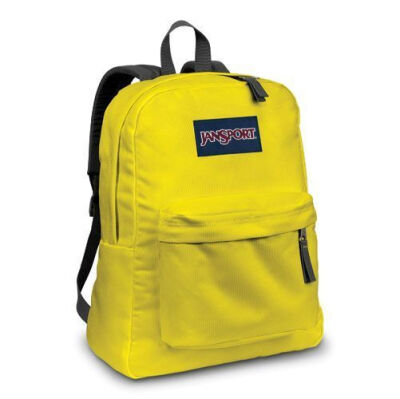  JanSport SuperBreak 海报款亮黄色背包 学生包 休闲包