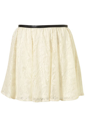 Cream Lace Faux Leather Trim Skirt - Skirts - Clothing - Topshop