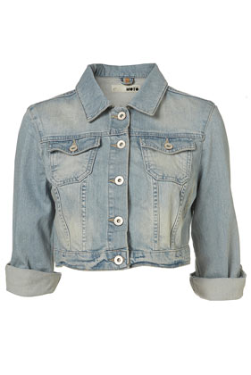 Bleached Denim 3/4 Sleeve Crop Jacket - Jackets and Coats - Clothing - Topshop