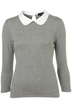 Knitted Contrast Peterpan Top - Topshop