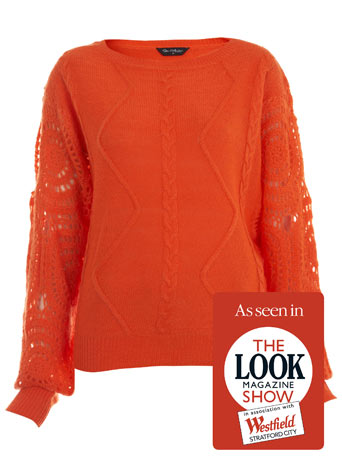 Orange Crochet Batwing Top - Knitwear - Clothing - Miss Selfridge