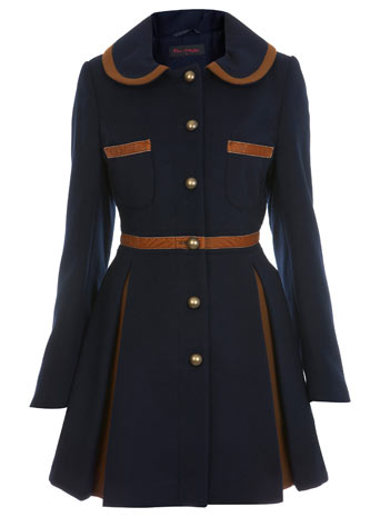 Navy Contrast Princess Coat - Miss Selfridge