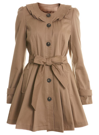 Mink Collarless Frill Mac - Macs - Coats & Jackets - Clothing - Miss Selfridge