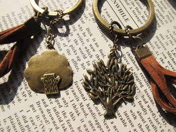 童话里的小树 许愿的大树 情侣钥匙扣 好美好啊