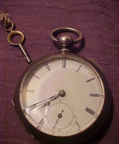 Nice Illinois 18 Size Coin Silver Case Key Wind Pocket Watch 老怀表