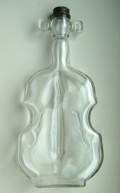 Vintage Clear Glass Violin Bottle / Vase, 提琴状的瓶子，好看