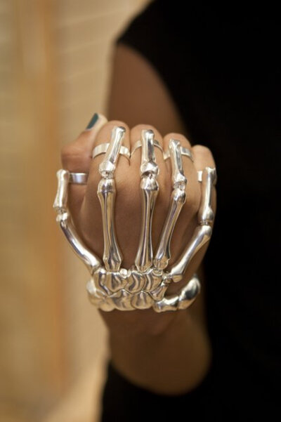 Fancy - Skeleton Hand Bracelet by Delfina Delettrez