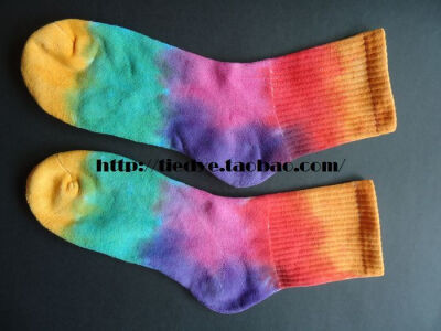 手工扎染袜子 毛巾袜 tie-dye sock