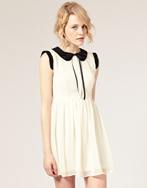 Dahlia | Dahlia Sleeveless Contrast Collar Tea Dress at ASOS