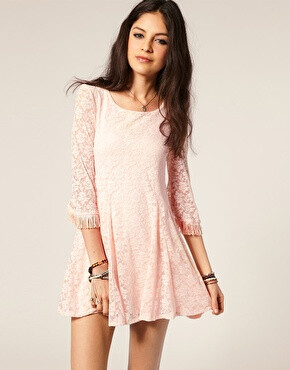 Oh My Love | Oh My Love 60 s Lace Shift Dress With Fringed Sleeves at ASOS