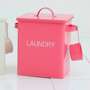 精致亮粉色洗衣粉桶 ，好粉~~