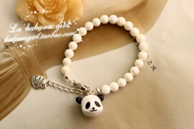 可爱熊猫 天然砗磲珠 手链