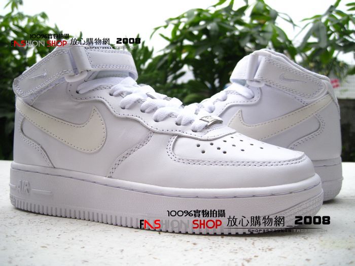 新品耐克情侣鞋 NIKE AF1 3M反光全白高帮鞋子 板鞋 男女鞋