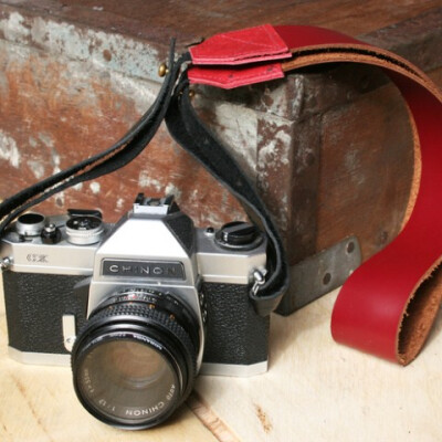  Red Leather Camera Strap 相机 红色皮套绳