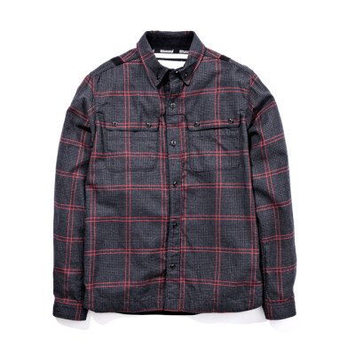 White Mountaineering COTTON/WOOL JACQUARD HOUNDSTOOTH SHIRT