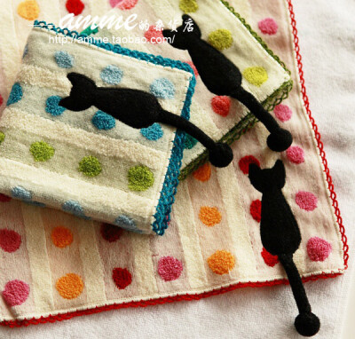 猫尾小方毛巾手帕