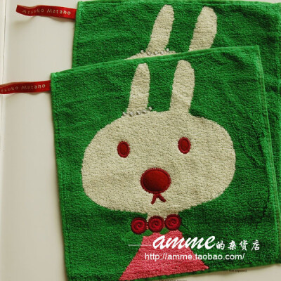 小兔挂绳小方毛巾手帕20x20