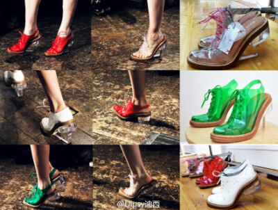 imone Rocha 2012春夏的透明PVC “踮脚”鞋........其中那款从鞋身到鞋跟的全透明设计从远处看兴许还会有“惦着赤脚”的视觉效果，红和绿的糖果色也显得特别的抢眼
