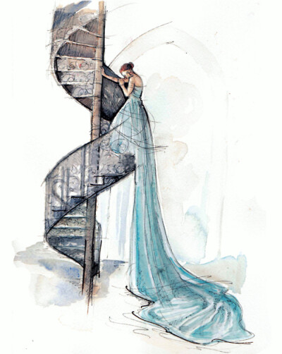 海蓝色婚纱设计图