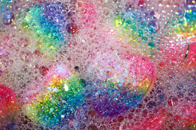 washing rainbow glitter hearts