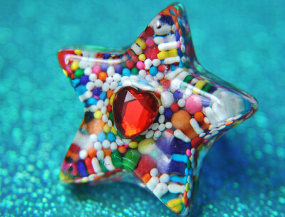 Cute Rainbow Sprinkle Star Rings