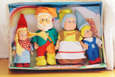 Vintage 花园小矮人Gnome 一家 胶皮娃娃1979年香港制