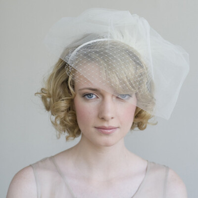 Double layer tulle & russian veil headband