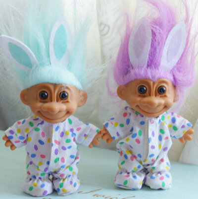 90年代玩具 Troll Doll 巨魔娃娃 丑娃 复活节兔子