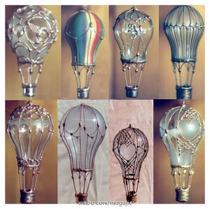 旧灯泡DIY热气球。这个有一定难度啊 主要是材料 欣赏欣赏。