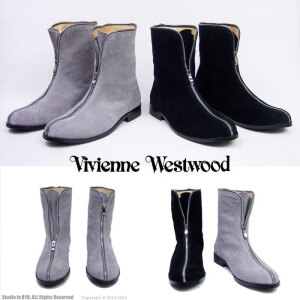 新款vivienne westwood 时尚男鞋 中间拉链 磨砂牛皮 男靴 冬靴