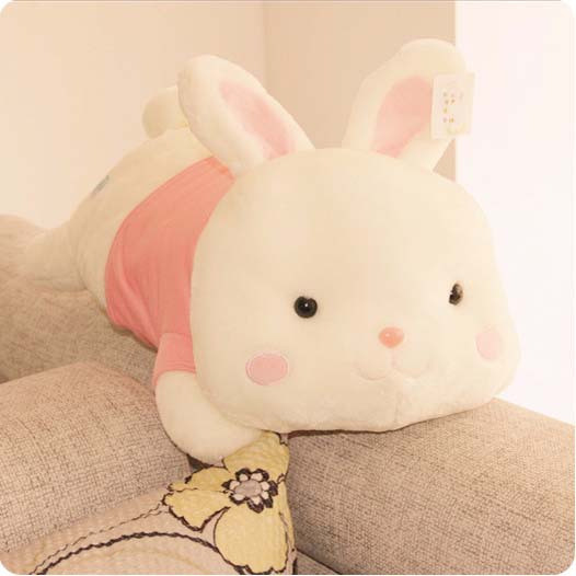 IffyDino趴趴兔子 可爱小白兔 靠垫 抱枕 毛绒玩具公仔 生日礼品-淘宝商城