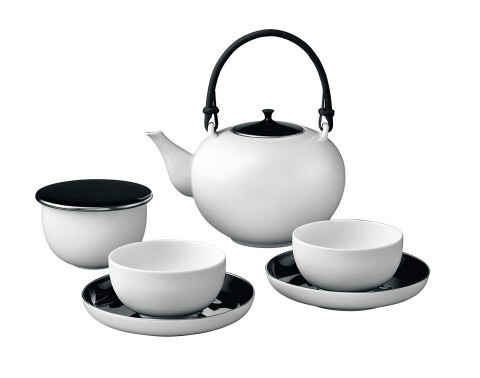  MEISSEN 茶具组，黑色釉，白金装饰 【现代风格的茶具】