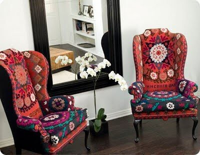 I love these chairs with the mirror. Flooring is beautiful, too!