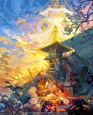 【芥Ai 栗】钟离华虫的作品 色彩的感觉很透