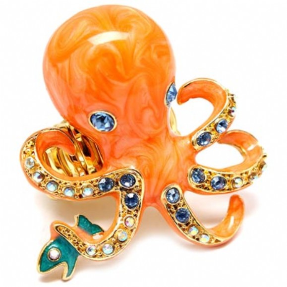 Orange Octopus &amp; Fish Cocktail Ring - Only $49.95 — Fantasy Jewelry Box