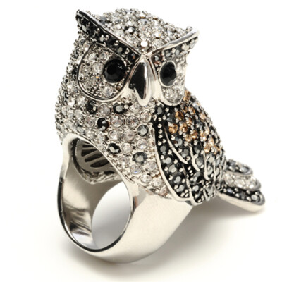 Amrita Singh - Victorian - Crystal Owl Ring