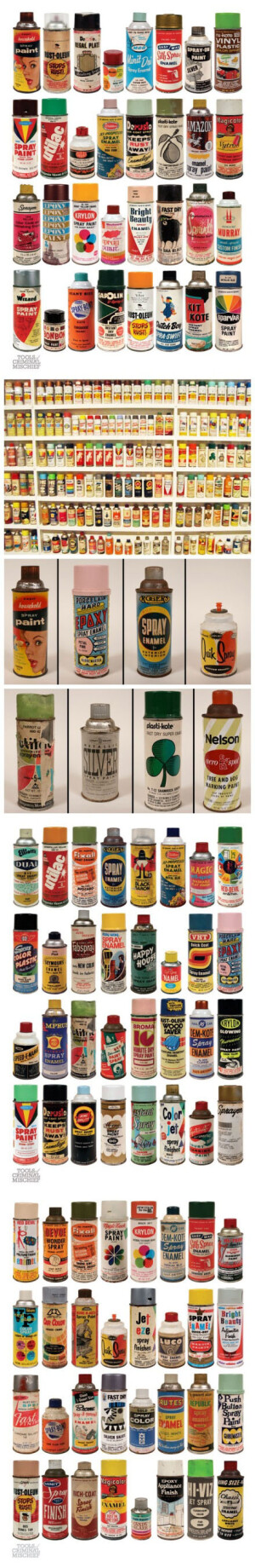 #RENPIN#Roger Gastman’s limited edition vintage spray can art prints， 就是那些喷绘涂鸦的喷漆罐，相当老学校