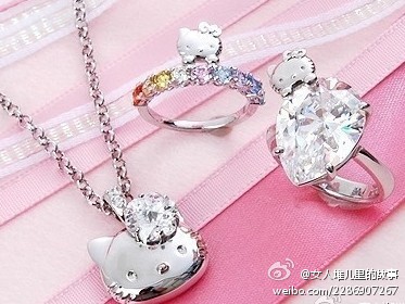 Hello Kitty 施华洛世奇彩色水晶戒指~闪闪惹人爱