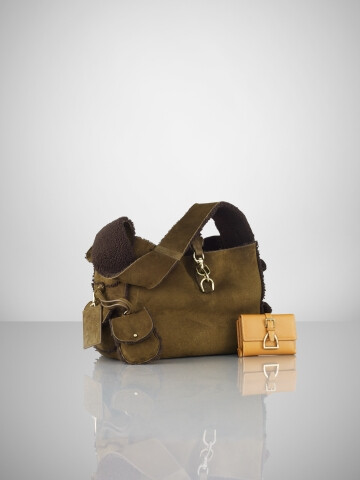 Suede Shearling Shoulder Bag