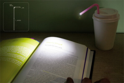 又看到一个超棒的设计. Sung-Kyu Nam最新设计的这款读书灯俨然就是一杯饮料的样子，但是吸管里装有一颗高亮LED灯珠，只需要把吸管弯折下来，饮料就变成一盏漂亮的读书灯，想关掉？那也很简单，再把吸管弄直就OK了！~…