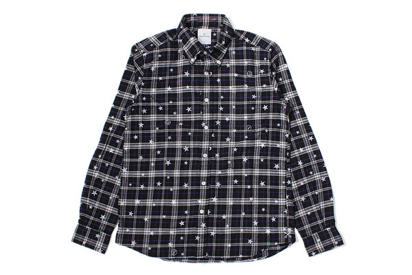 STAR PRINT FLANNEL CHECK B.D SHIRT使用高级棉料打造，格纹图案http://www.kidulty.com/street/id/755