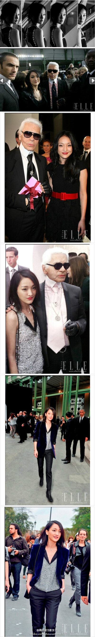 CHANEL中国形象大使：2011年秋，香奈儿正式邀请周迅成为中国形象大使。Karl Lagerfeld“她像是年轻的可可·香奈儿与芭蕾名伶Zizi Jeanmaire的综合体。在我的《Jacket Book》中，我把她设计成Zizi Jeanmaire的造型出镜…