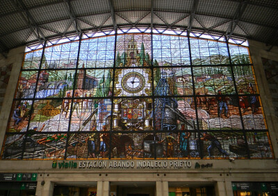 Stained Glass Mural, Railway Station, Bilbao--毕尔巴鄂.西班牙.火车站