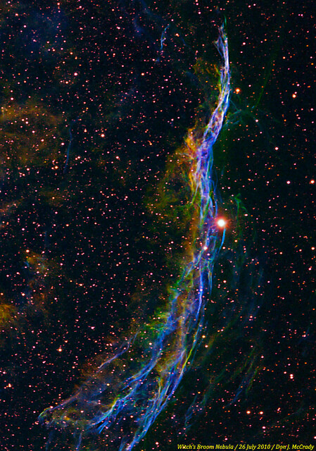 The Witch's Broom Nebula is also part of the famous Veil Nebula complex, this being the western portion.