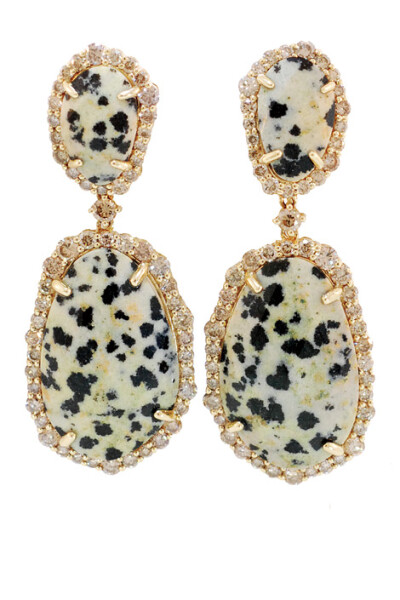 Leopard jasper and champagne diamond earrings