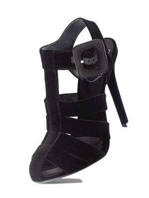 Roger Vivier 2011-2012 Second Chance Sandal系列黑色天鹅绒晚装高跟鞋