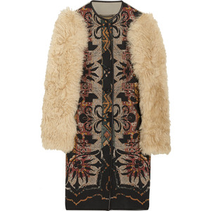 Etro Lamb sleeve printed wool-blend coat