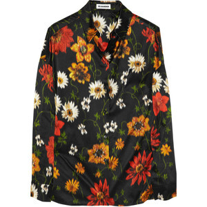 Jil Sander Hilary warp-print silk-satin blouse