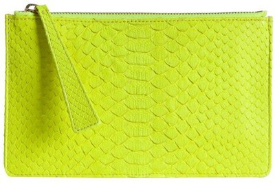 Nada Sawaya neon yellow python 'Toy Pouch