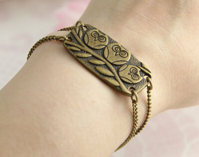 vintage style, three owls bracelet